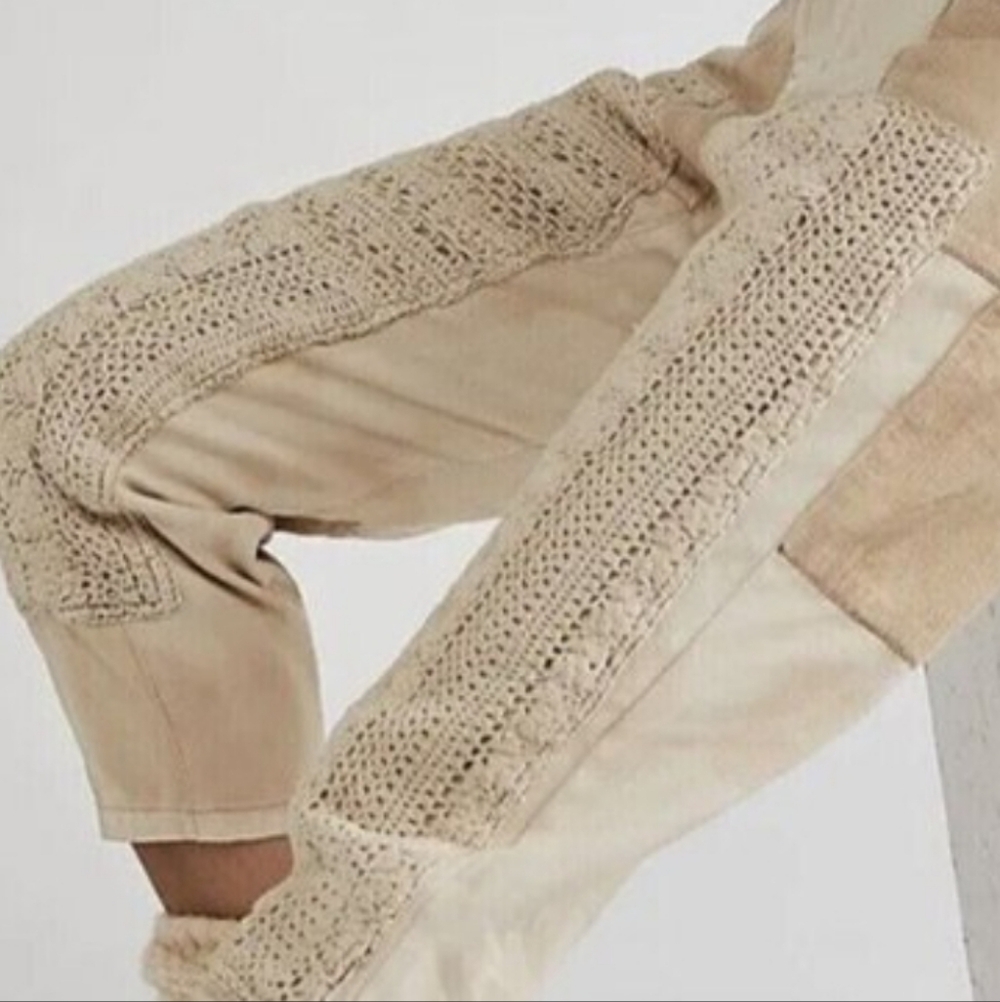 Free People "Pretty Lies" Harem Pants, featuring a patchwork design with crochet